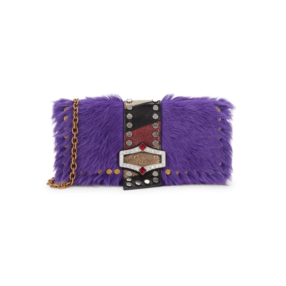 Prada embellished calf hair crossbody bag